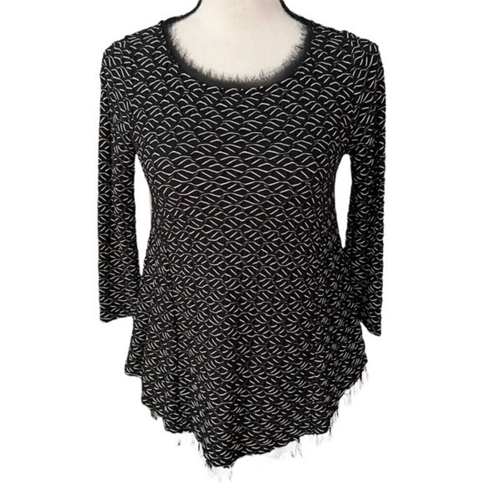 Anthropologie Postmark Black and White Wave Textured Top size XS